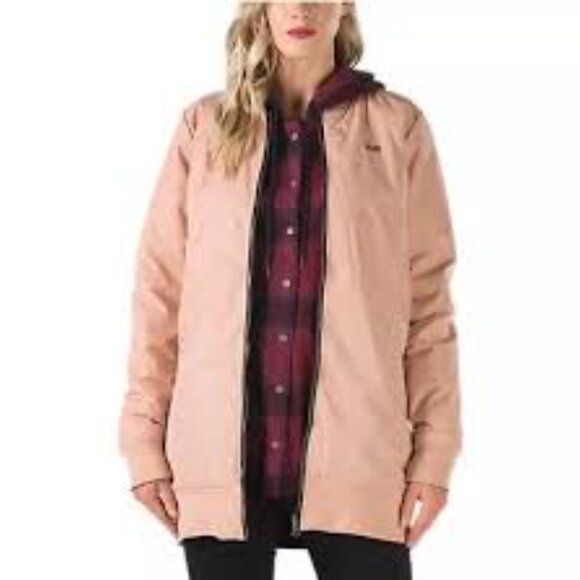 Vans Reversable Pink to Black Boom Boom Long Bomber MTE Jacket Coat Size Large - Picture 1 of 16